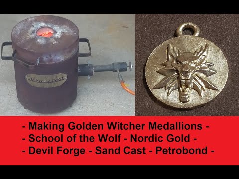 Making Golden Witcher Medallion/Pendant - Nordic Gold - Sand Cast - Devil Forge - School of the Wolf