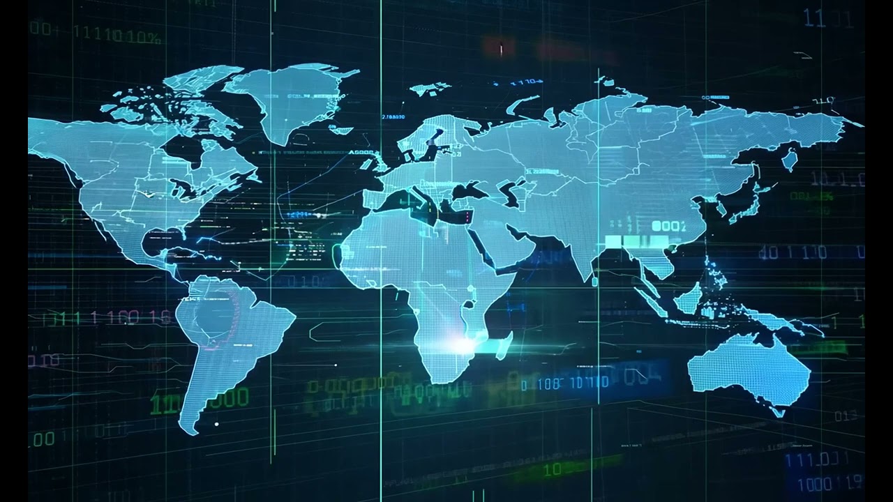 Digital World Map Visualization with Futuristic Design