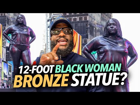 12 Foot Big-Back Black Woman Bronze Statue Placed In Times Square New York For Visitors To Laugh At