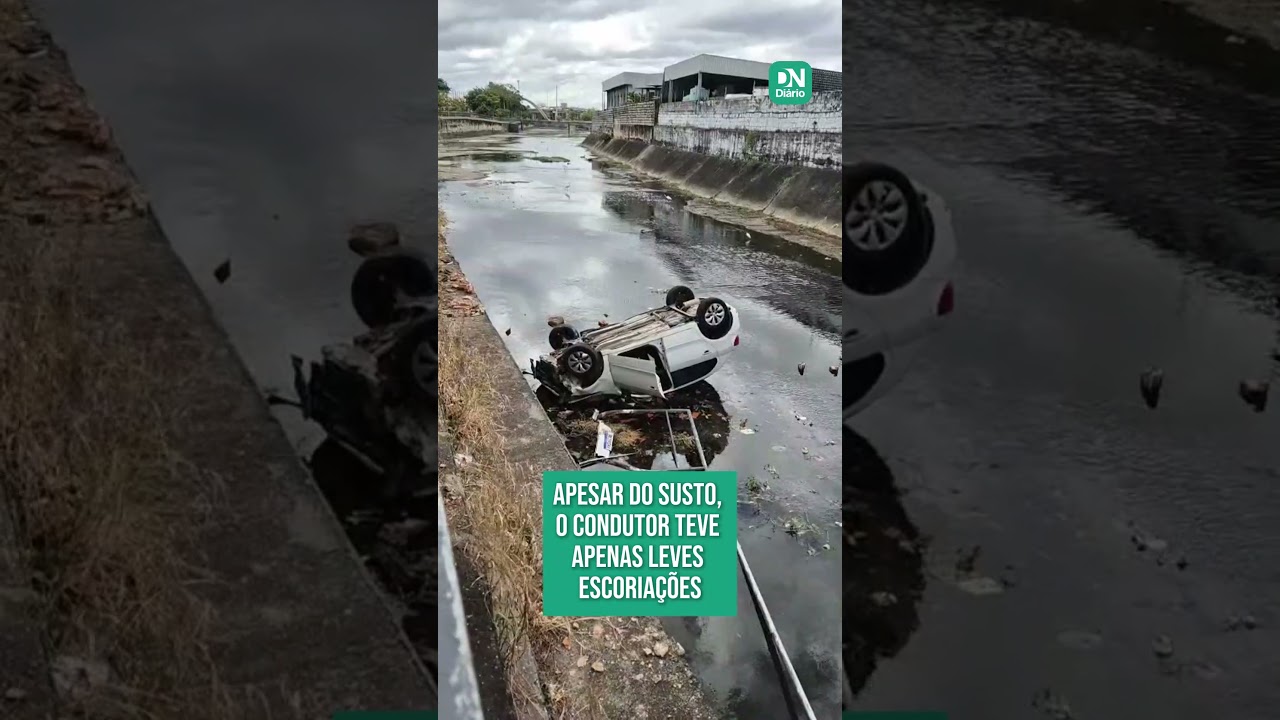 Imagem da notícia Motorista perde controle do carro e cai no canal da Aguanambi, em Fortaleza