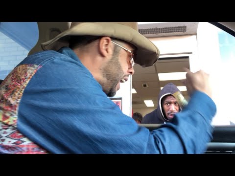 DRIVE THRU PRANK...MUMBLES the COWBOY!!!!