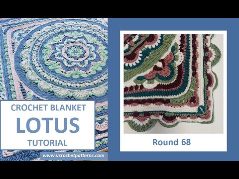 Round 68. Blanket LOTUS. Crochet tutorial #crochetpattern #crochetmandala #crochetblanket
