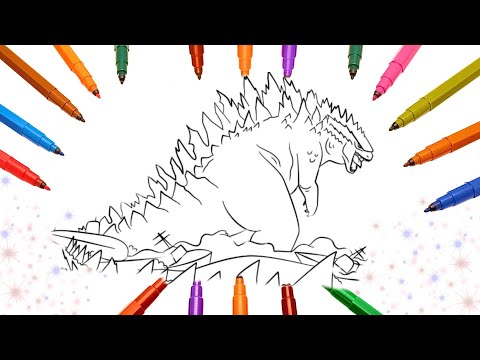 🟤🟢Godzilla emerges from the sea 🟣🟠 Online coloring