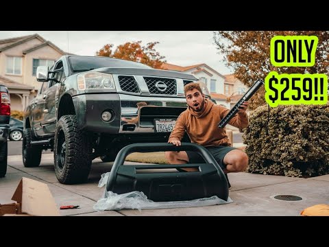 INSTALLING THE ROUGH COUNTRY BULL BAR ON A Nissan Titan WITH LED LIGHTS!