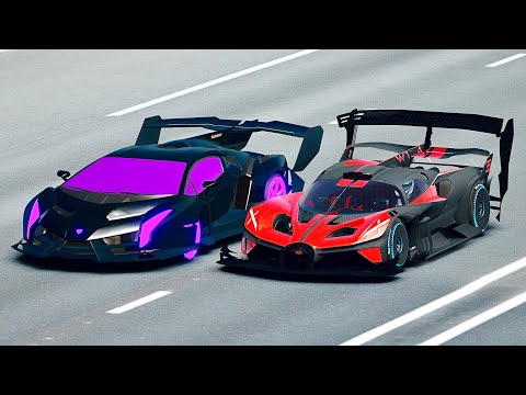 Bugatti Bolide GTR Concept vs Lamborghini Veneno Concept GTR at Drag Race 24 KM Straight Road