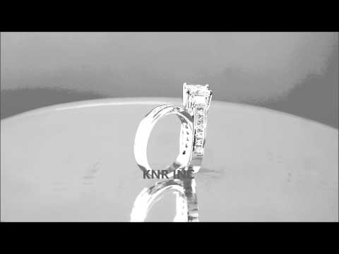 14K WHITE GOLD PRINCESS CUT DIAMOND ENGAGEMENT RING AND BAND 2.40CTW - KNR INC - 553