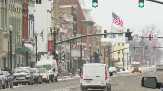 Snow day in Bowling Green, Ohio, downtown