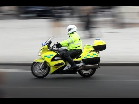 London Ambulance Service Rapid Response Motorcycle responding on Trafalgar Square