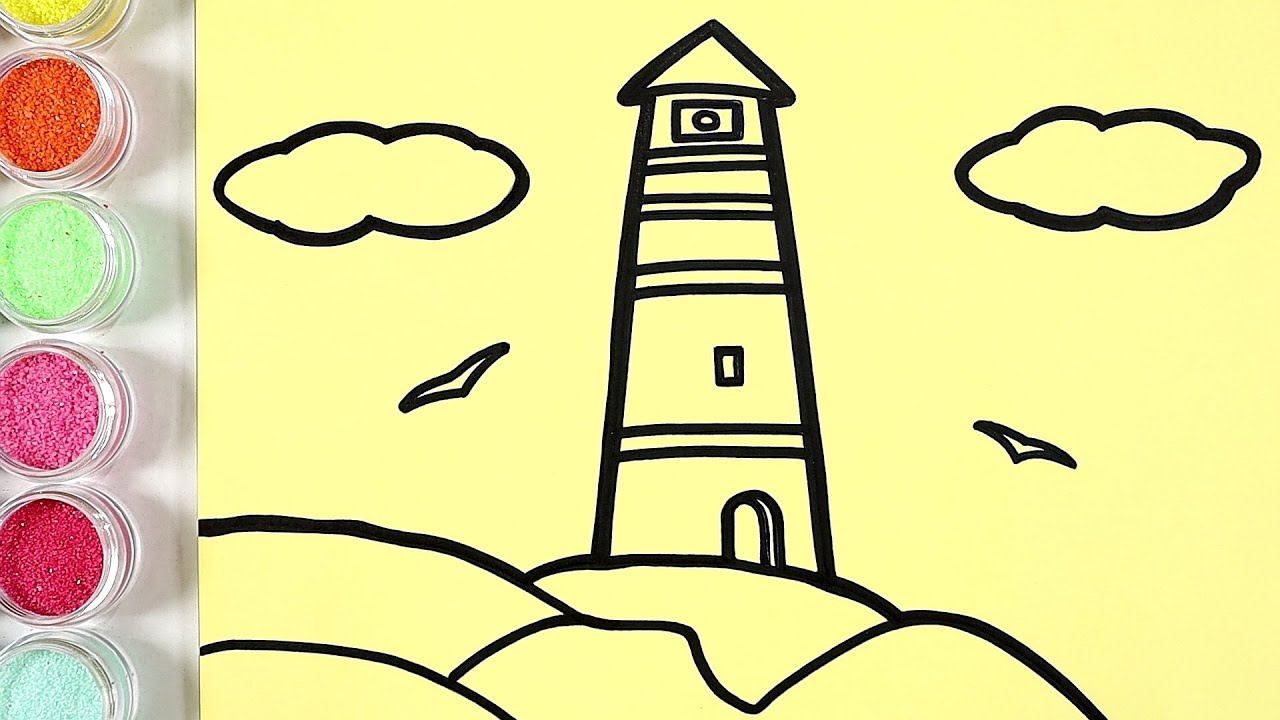 Lighthouse coloring and drawing for Kids, Toddlers | Learn Colors | Sweet Plays Art ☆