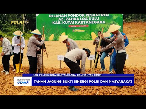 POLRES KUKAR TANAM JAGUNG BERSAMA SANTRI DUKUNG KETAHANAN PANGAN