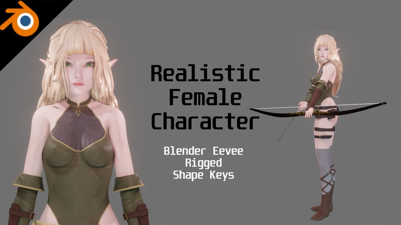 Elf Archer - Realistic Female Character - Blender Eevee 3D Model