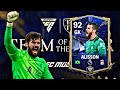 AMAZING GK 92 RATED TOTY ALISSON GAMEPLAY REVIEW FC MOBILE 24
