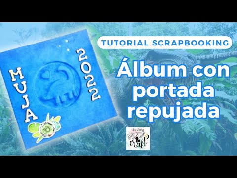 Álbum de scrapbooking con dinosaurio repujado