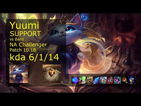 Yuumi Support vs Bard - NA Challenger 6/1/14 Patch 10.18 Gameplay