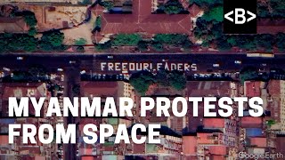 Myanmar protests seen from space on Google Earth Pro