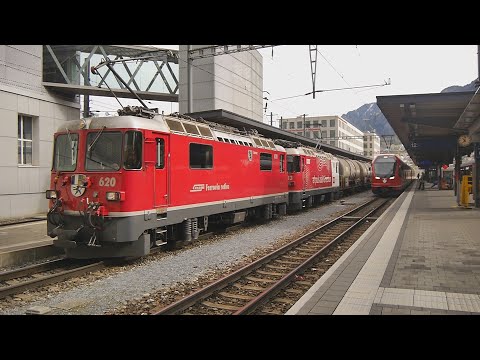RHB Rhätische Bahn Swiss Railway - Chur Station - Passenger & Freight & Mixed - Rail Adventure No 4
