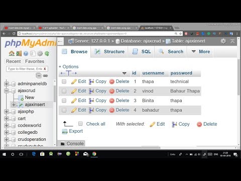 Insert Data into Database using AJAX jQuery PHP MySQLi in Hindi | CRUD using AJAX with CODE | 2018