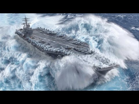How Aircraft Carrier Crews Handle Storms and Rough Seas in The Middle Of Sea