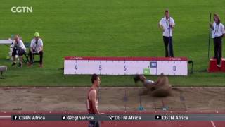 Nigerian athlete Blessing Okagbare wig falls off during long jump
