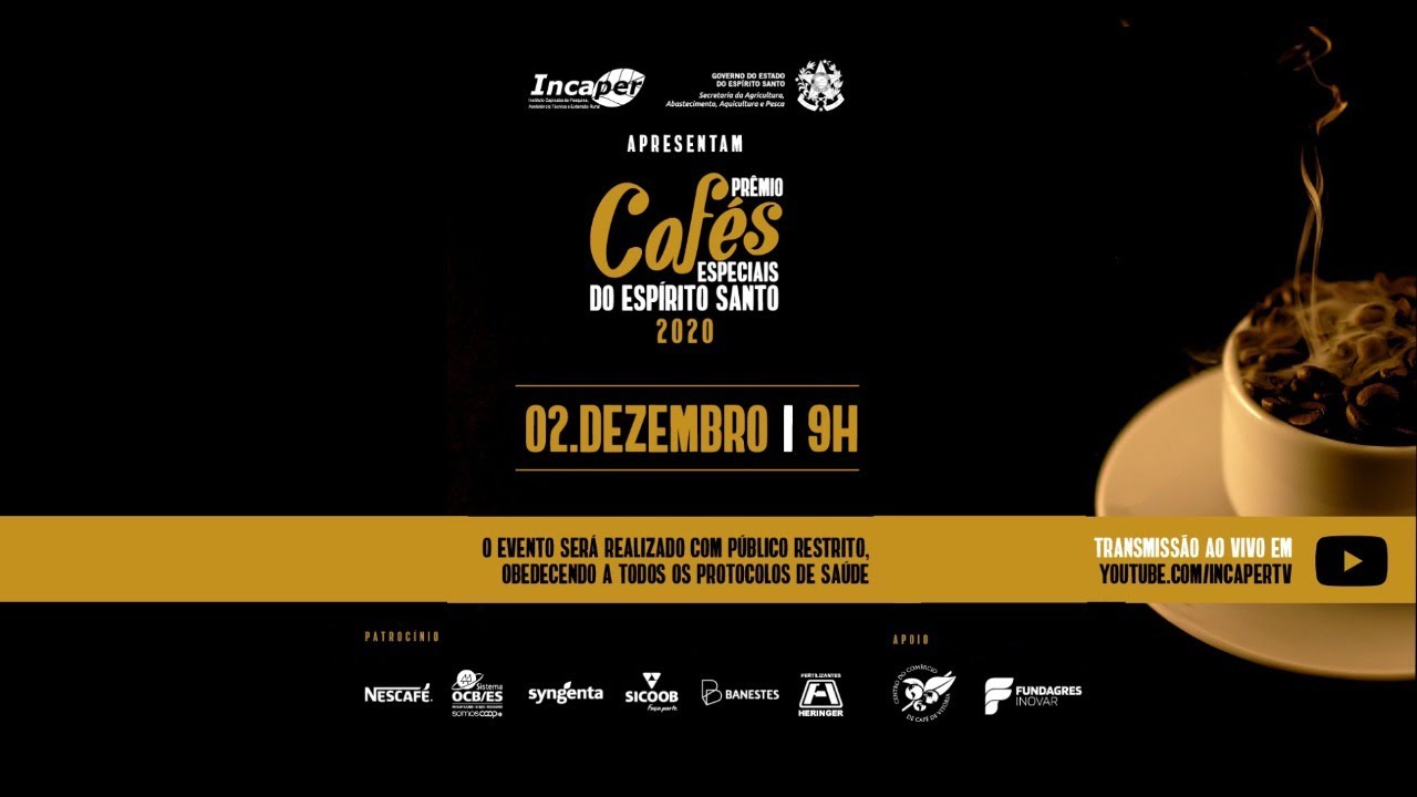 Evento ao vivo: Prêmio Cafés Especiais do Espírito Santo 2020.