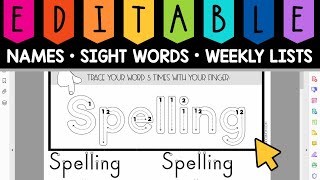 Editable Name Tracing Worksheets