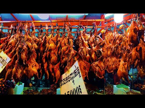 Cambodian Street Food at night-Grilled Duck with sesame and chili