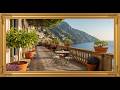 Amalfi Coast Lemon Terrace Samsung Frame TV Art 4K Italian Riviera Summer Decor