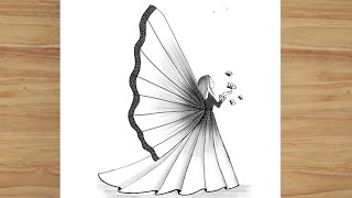 How to draw a girl with wings | fairy drawing | girl with big wings drawing