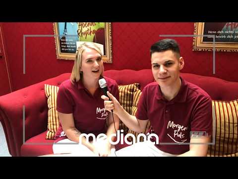 Die beiden mediana-Azubis Sophia und Roman auf der Bildungs-Messe Fulda 2019 stellen sich vor.