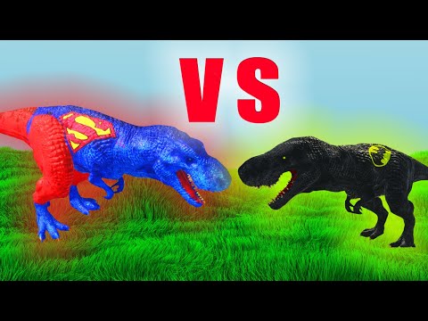 SUPERMAN T-REX vs BATMAN T-REX OASIS DEATH RUN - Animal Revolt Battle Simulator
