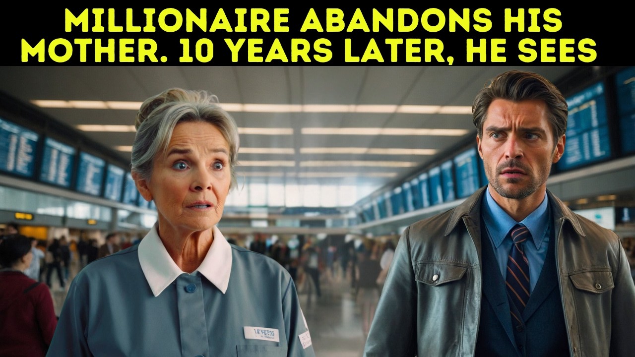 Millionaire abandons his mother. Ten years later, he sees her at the airport and is shocked to