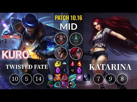 KT Kuro Twisted Fate vs Katarina Mid - KR Patch 10.16
