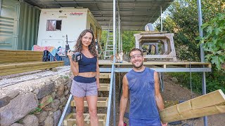 Building a MASSIVE COVERED DECK on our homestead in Portugal
