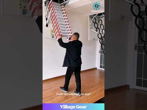 Attic Ladder GOALS! ✨ This Folding Staircase is So SMOOTH! #homegadgets #coolfinds #spacesaver
