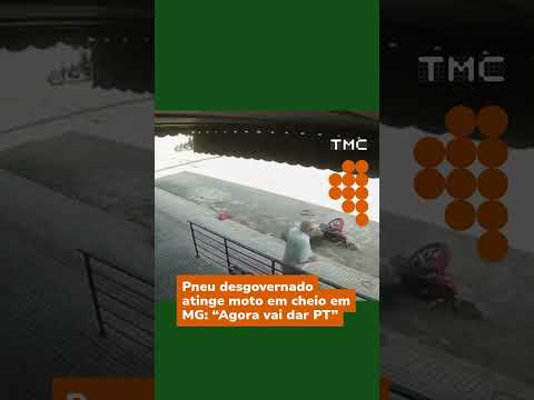 Pneu desgovernado atinge moto em cheio em MG: "Agora vai dar PT" #Shorts