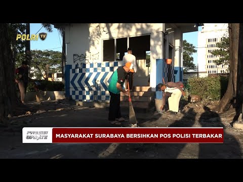 PRESISI UPDATE: OJOL &amp; WARGA KOMPAK BERSIHKAN POS POLISI YANG TERBAKAR DI SURABAYA 31/08/2025 15.30
