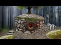 Building A Stone Cabin In The Wolf S DenSurvival Cabin In The Forest