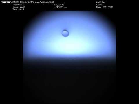 water droplet bouncing from a superhydrophobic black silicon surface