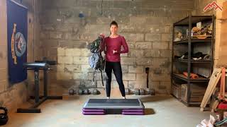 How to train for hiking in the gym using a step and backpack.