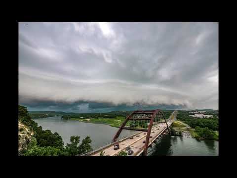 Shelf cloud moving in over Lake Austin and Pennybacker Bridge
