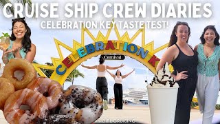 CELEBRATION KEY TASTE TEST: Cruise crew Vlogs 🥐🧋🍩