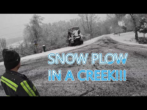 SNOWMAGEDDON PART 2!!!   SNOW PLOW IN A CREEK!!!