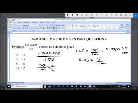 JAMB 2013 MATHEMATICS PAST QUESTION 4 Fraction involving Decimal