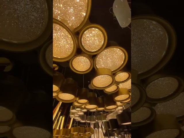 نجفة اسطوانات مبعثرة ذهبي 1 م مع ريموت