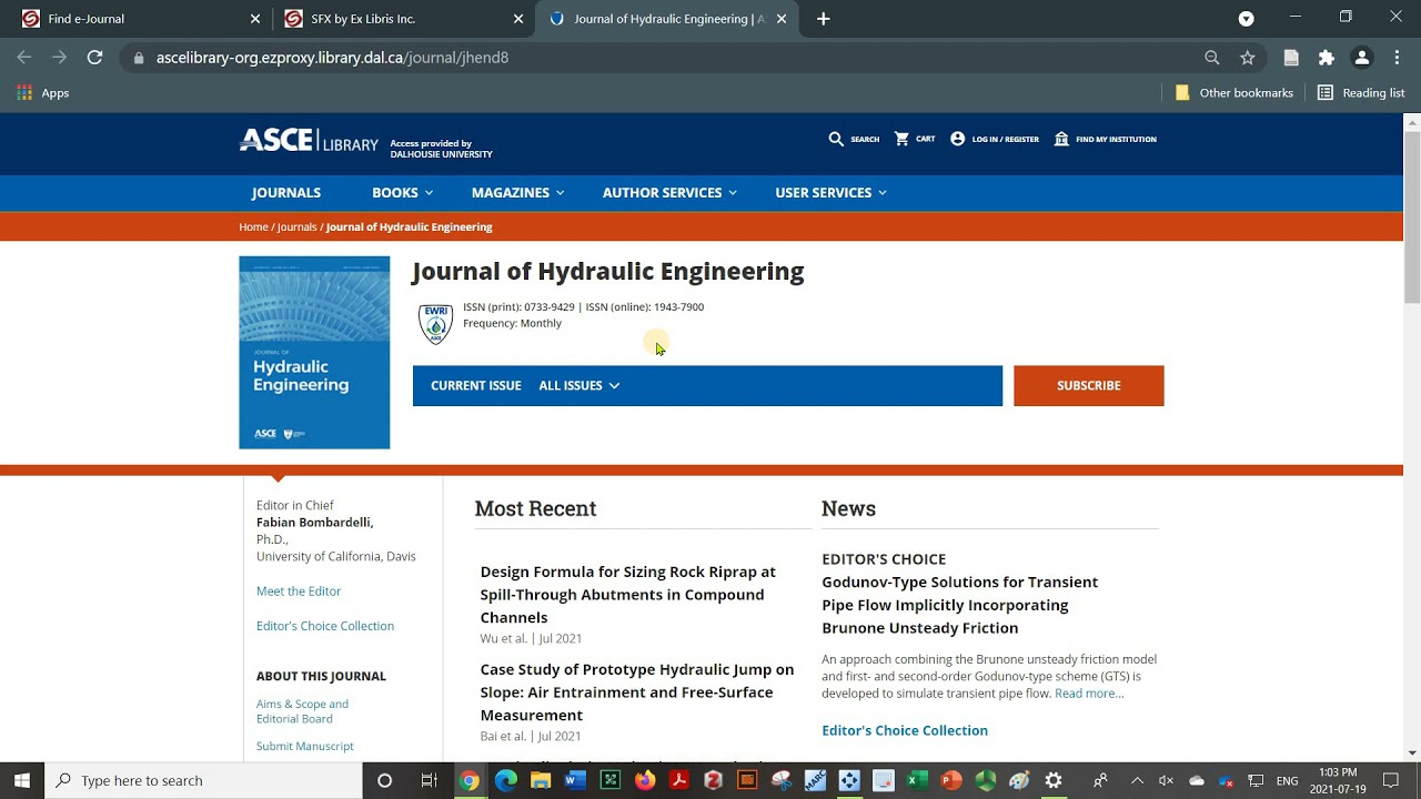 Journal of Hydraulic Engineering from ASCE