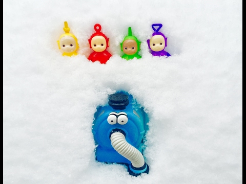TELETUBBIES NOO NOO Toys Record Snow Day with PUPPY and Learning Colors!
