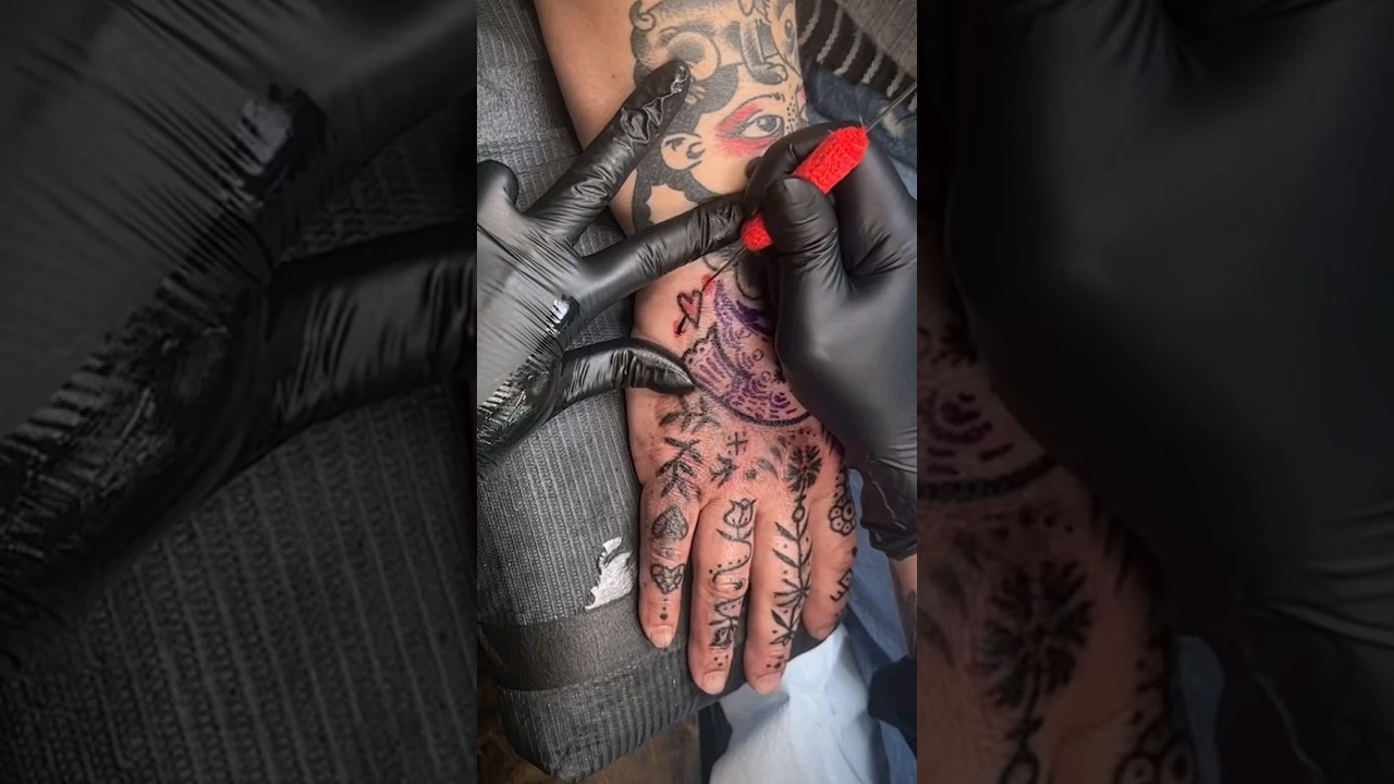 Hand poke  tattoo is a manually insert ink into the skin using a needle by artist: @sad.in.jail