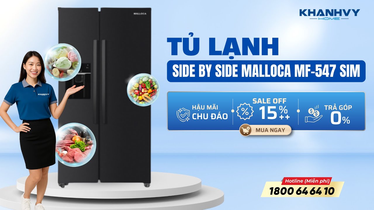 Tủ lạnh Side by Side Malloca MF-547 SIM