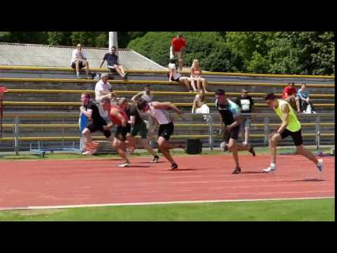 100 m-es férfi síkfutás harmadik előfutam rajtja - lassítva