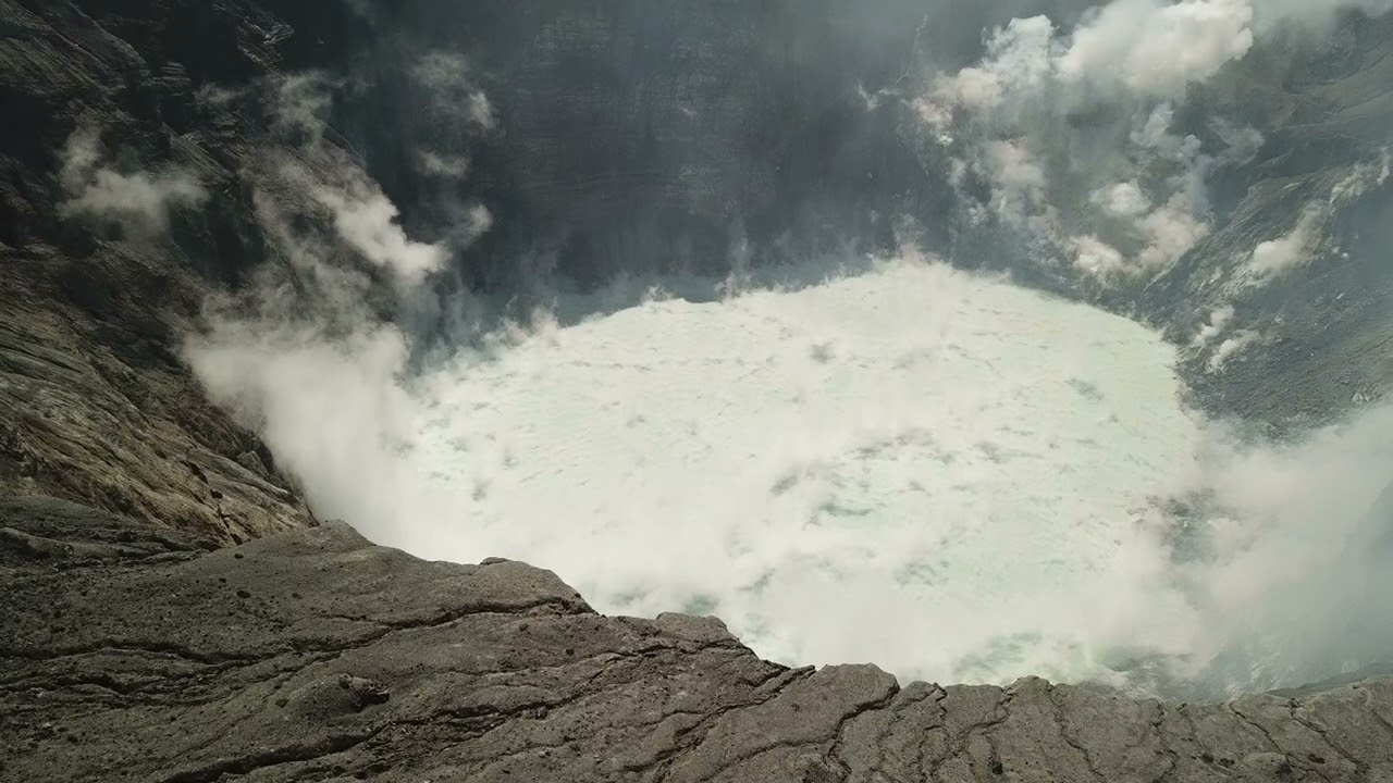 Drone over the Nakadake Crater, Mount Aso, Kumamoto, Japan (No sound)